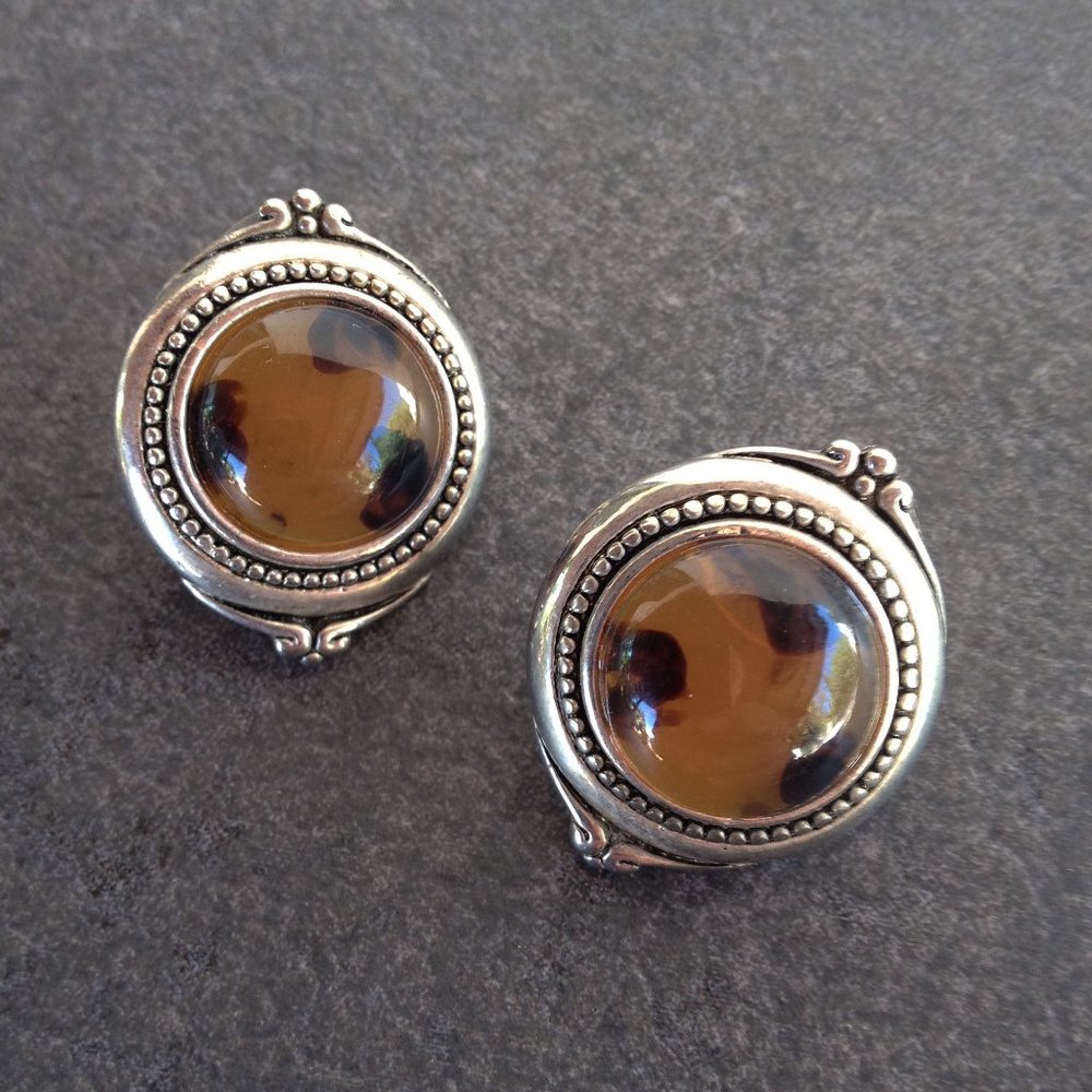 Vintage Silver Tone Halo Earrings